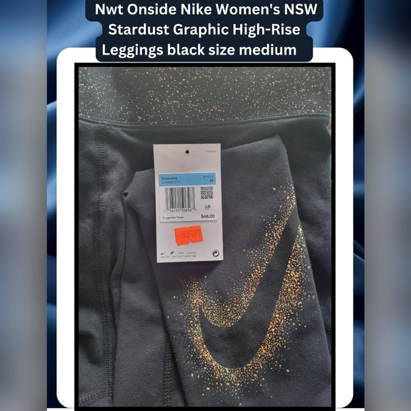 Nwt Onside Nike Women's NSW Stardust Graphic High-Rise Leggings Black Size M - Picture 2 of 9